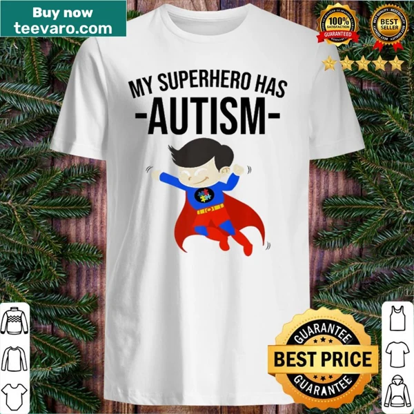 Autism awareness shirt featuring a superhero and playful text