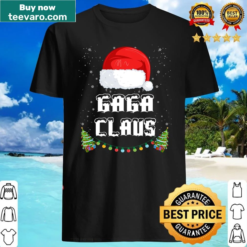 Gaga Claus graphic on matching Christmas pajama shirt