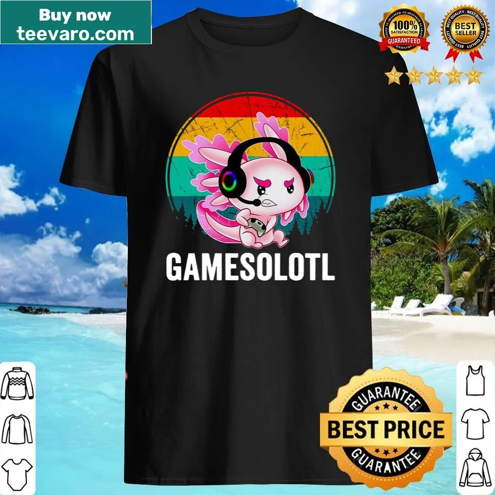 Vintage-style shirt featuring a nostalgic solotl character graphic