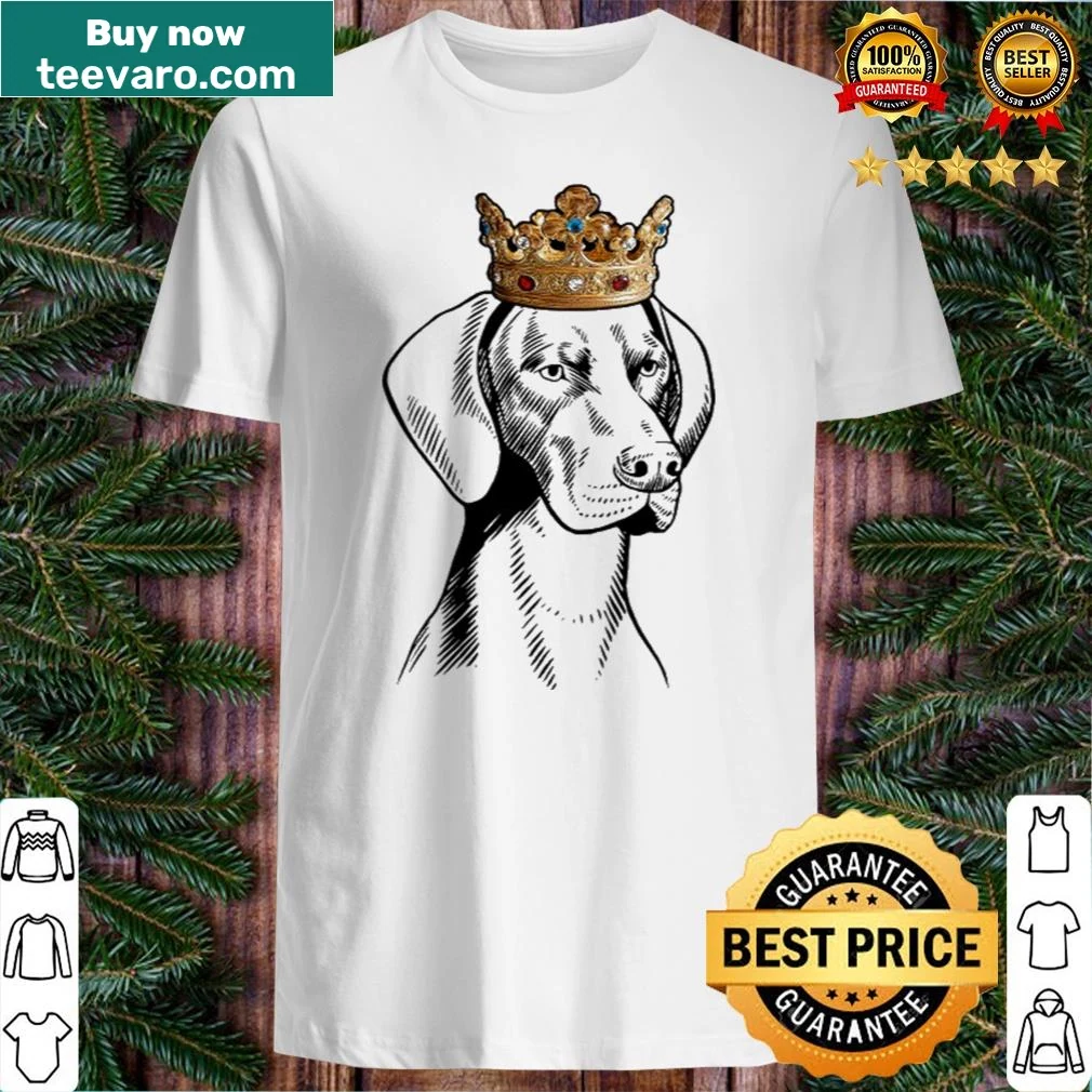 Illustrative shirt with a German Shorthaired Pointer wearing a crown