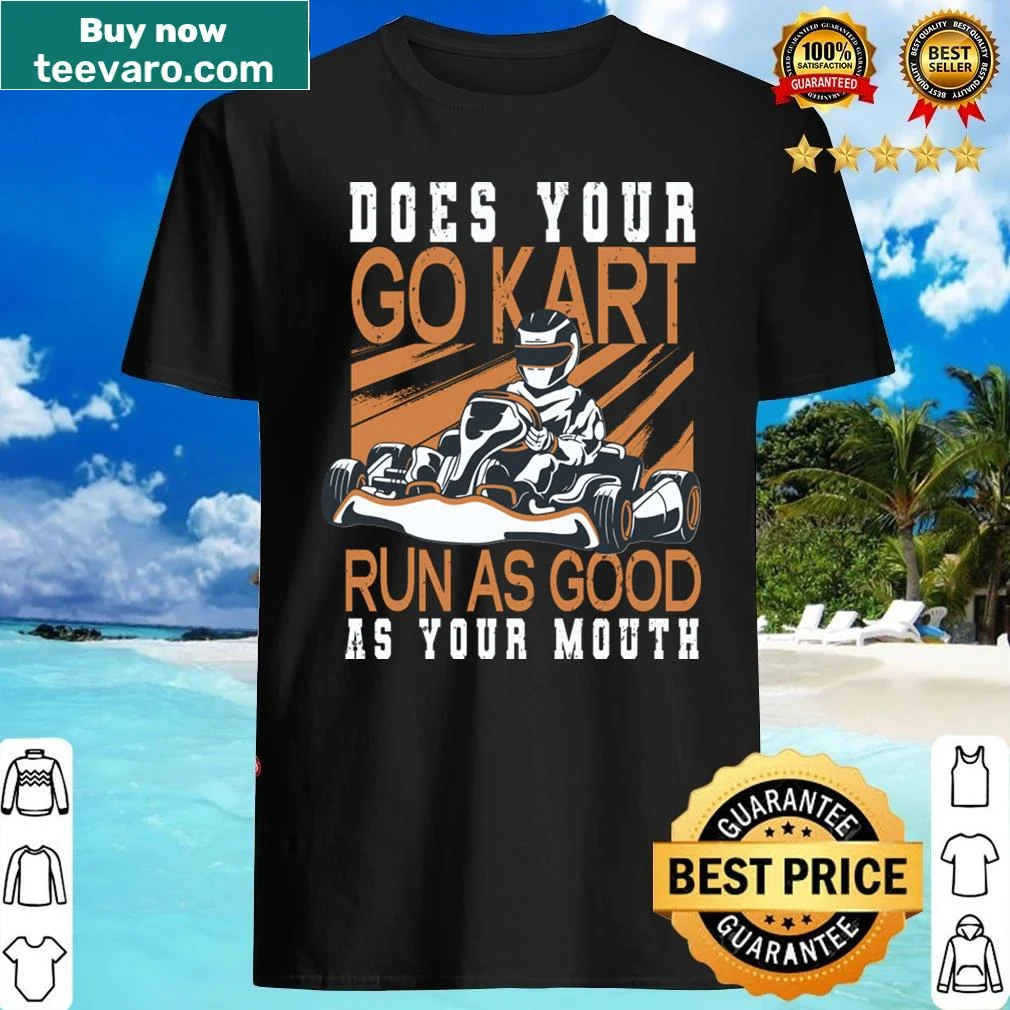 Fun graphic of a racing driver's mouth on a karting shirt