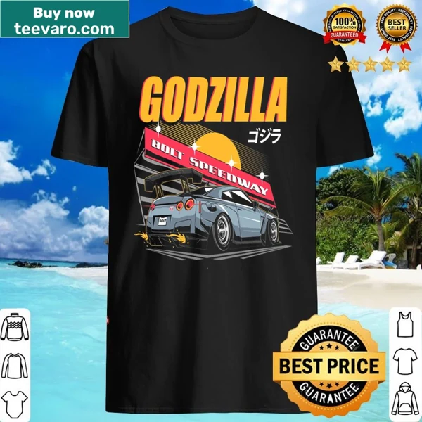 Montage of Godzilla in action on a graphic shirt