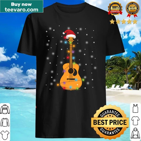 Santa hat on a guitar design for Christmas-themed shirt