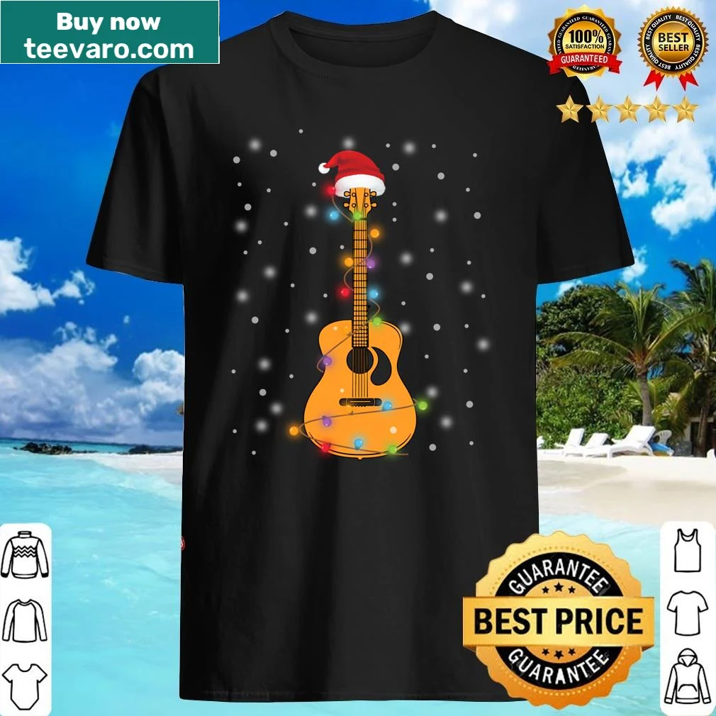 Santa hat on a guitar design for Christmas-themed shirt