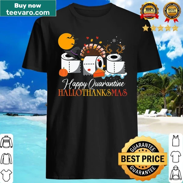 Humorous shirt with toilet paper design celebrating Hallothanksmas.