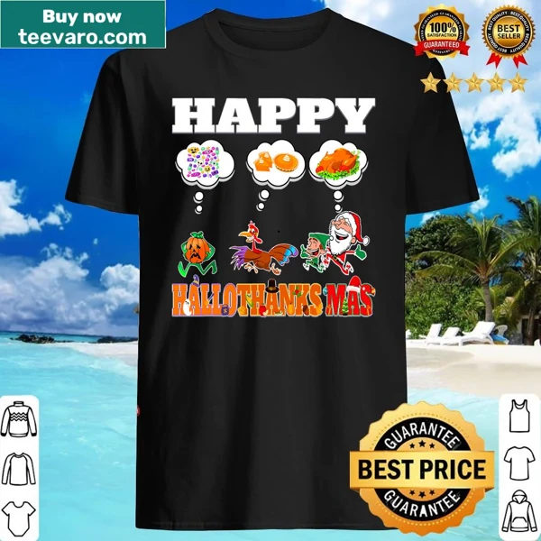 Shirt with 'Hallothanksmas' for Halloween, Thanksgiving, and Christmas