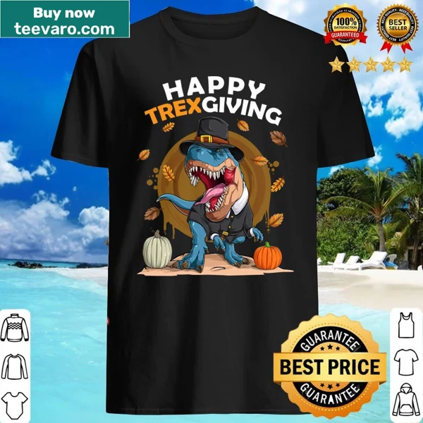 Funny T-Rex Thanksgiving cartoon on a humorous T-shirt design