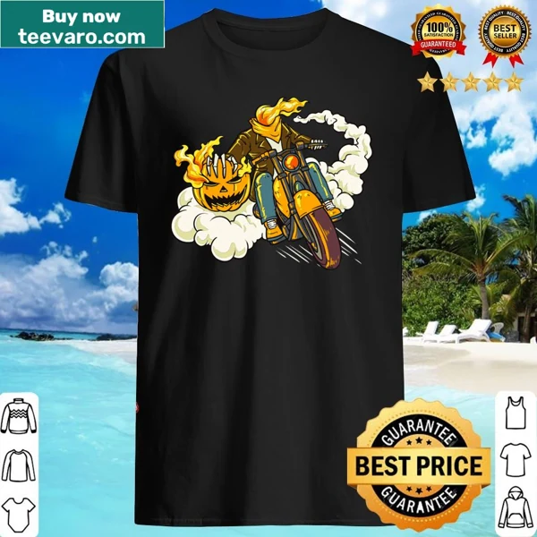 Shirt featuring a bold graphic of a headless motorcycle driver