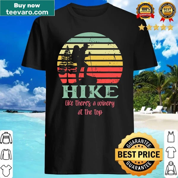 Funny hiking shirt with wine-themed typography