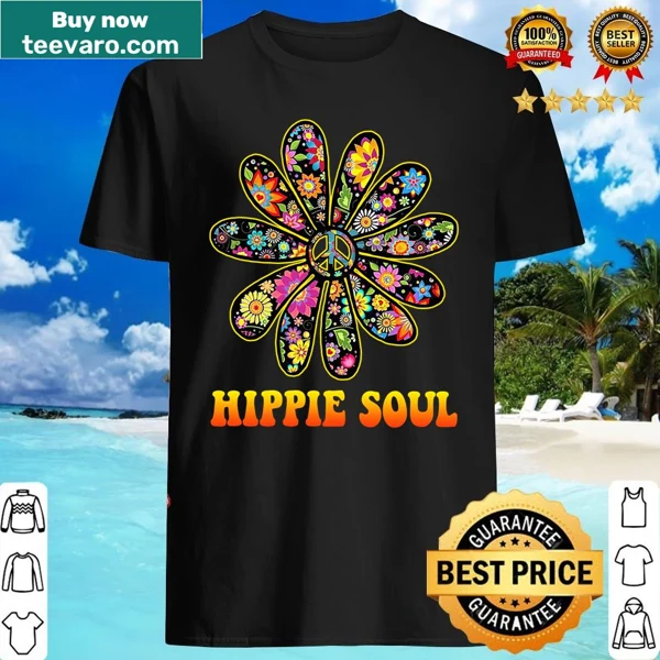 Vintage-style peace sign and flower power graphic shirt