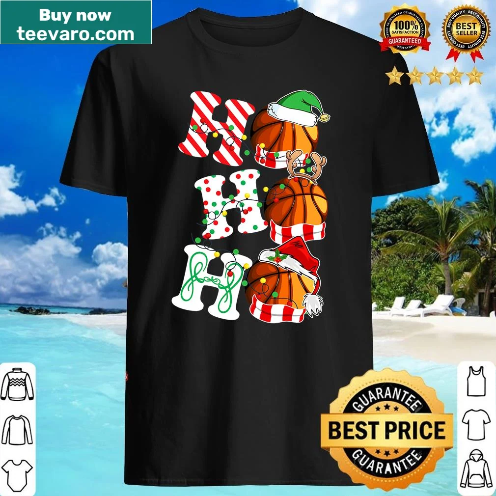 Basketball-themed Santa shirt with antlers and lights