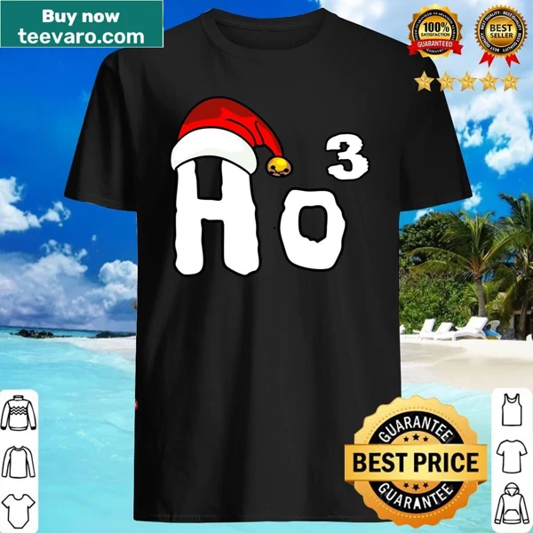 Typography design of 'Ho To The Power Of Three' on a humorous T-shirt