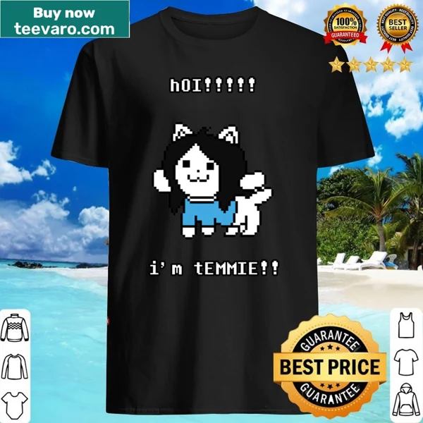 Playful cartoon character greeting 'Hoi I'm Temmie'