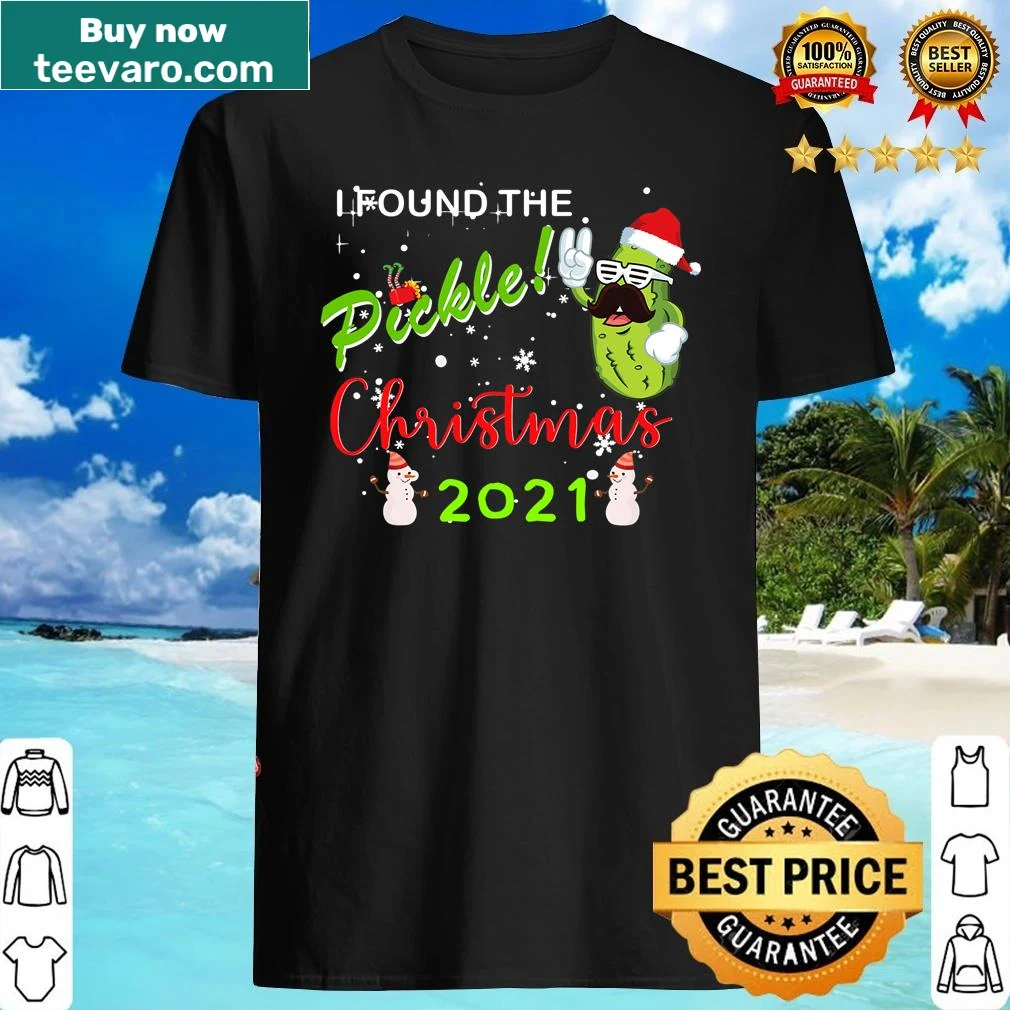 Cute Christmas shirt featuring a Santa pickle graphic for kids.