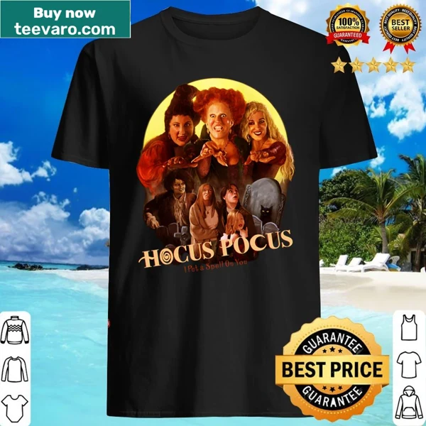 Shirt with whimsical text about putting a spell on someone inspired by Hocus Pocus.