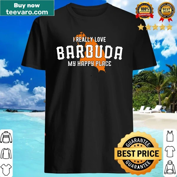 Illustration of Barbuda with text 'My Happy Place'
