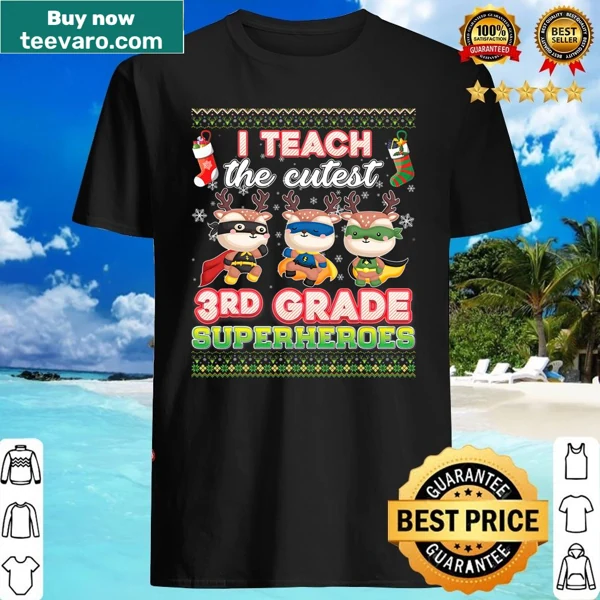 Festive shirt for 3rd grade teachers featuring holiday-themed graphics