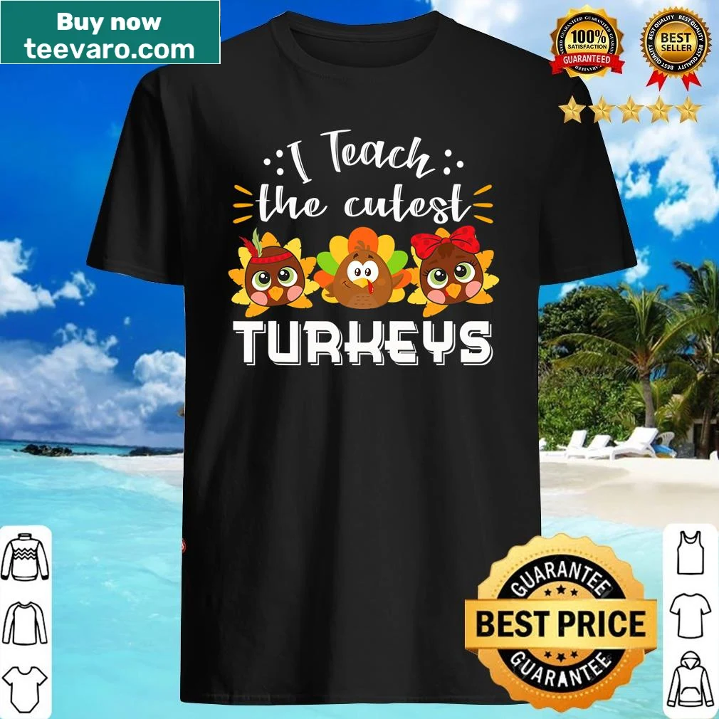 Thanksgiving teacher shirt with cute turkey design