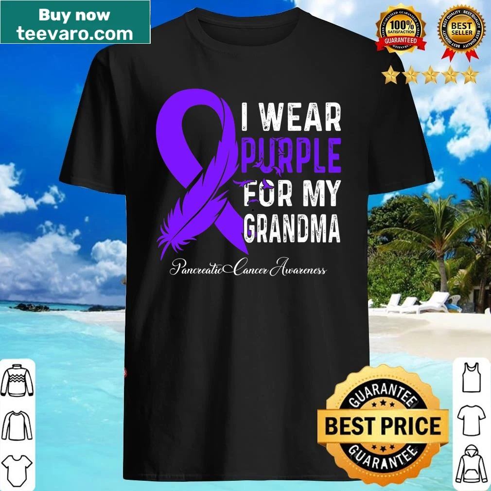 Purple shirt with text supporting pancreatic cancer awareness for grandma