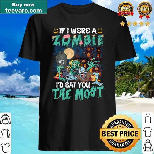 Shirt with humorous zombie graphic for Halloween fun.