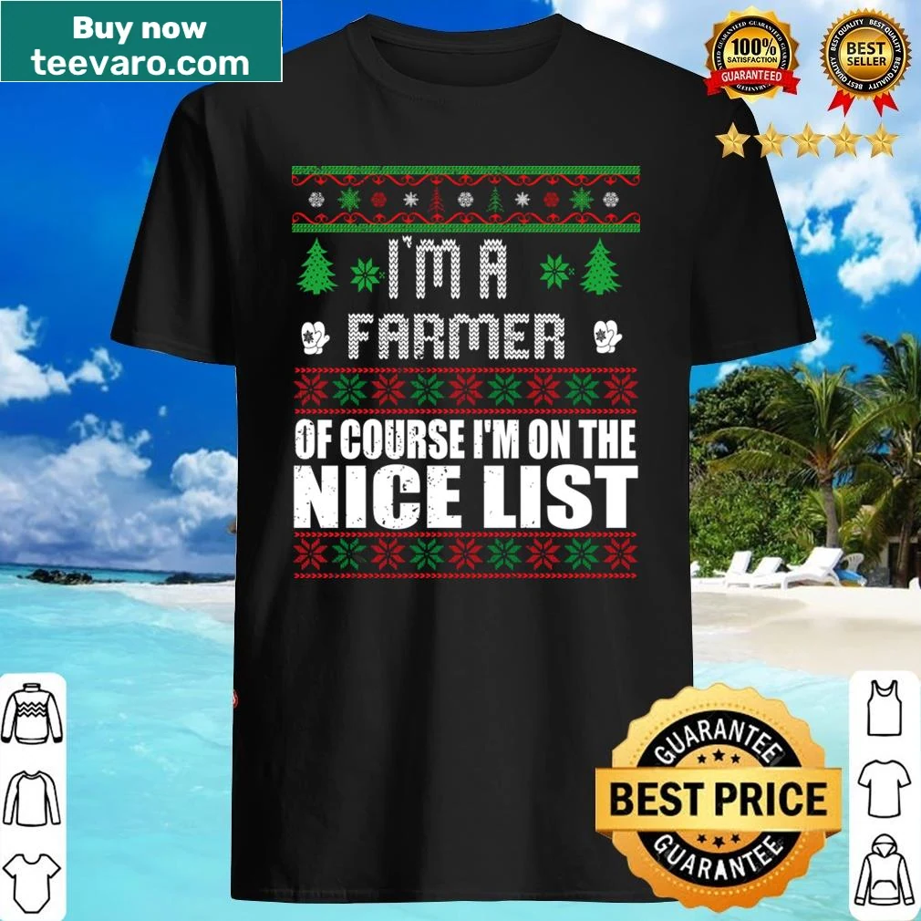 Humorous Christmas shirt for farmers with festive imagery