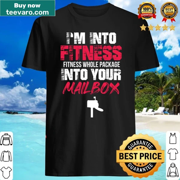 Playful fitness shirt with humorous text about fitness