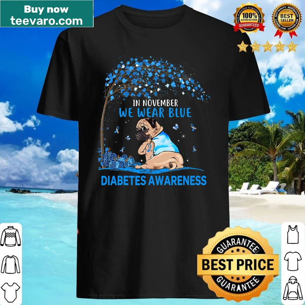 Pug-themed shirt for diabetes awareness featuring a tattoo design.