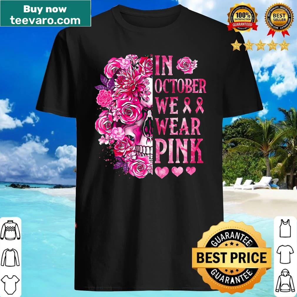 Pink skull and flower design for breast cancer awareness