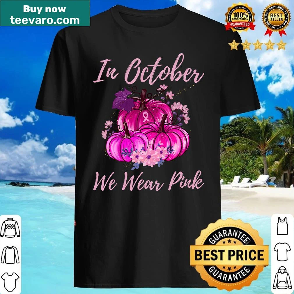 Breast cancer awareness shirt with pink pumpkins design