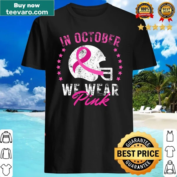 Football-themed breast cancer awareness long sleeve tee.