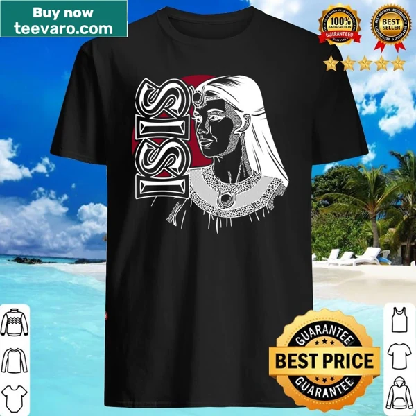Illustration of Joanna Cameron as Isis on a nostalgic shirt design.