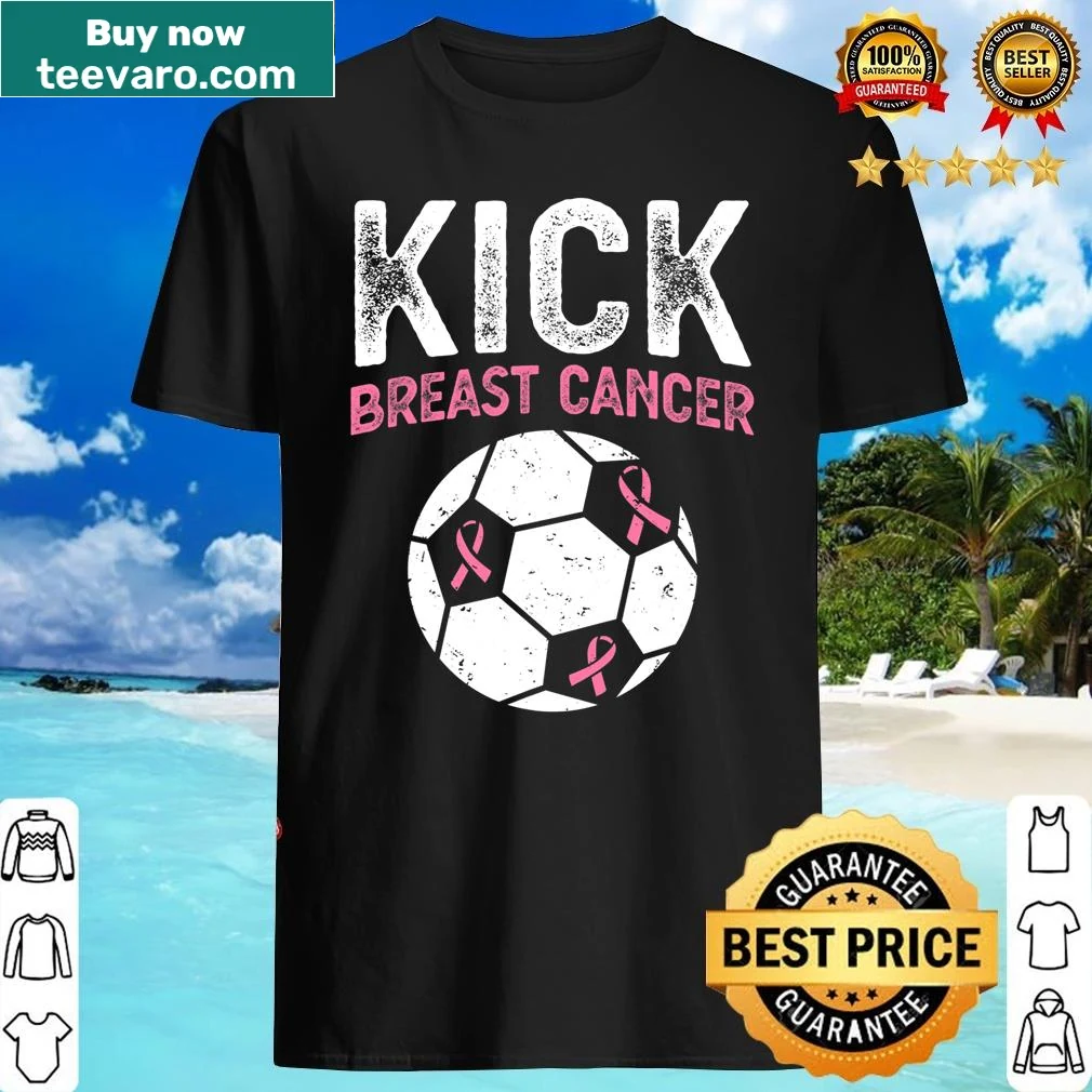 Soccer-themed shirt with pink ribbon for breast cancer awareness