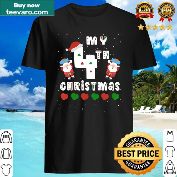 Shirt celebrating a child's fourth Christmas with playful typography