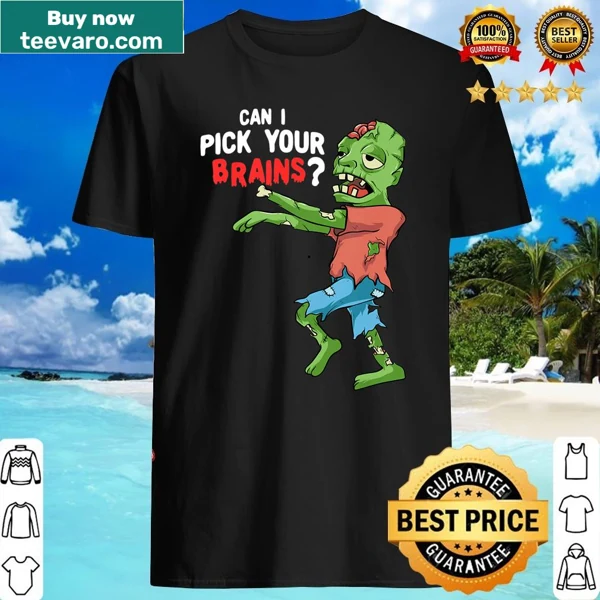 Kids Halloween shirt featuring a zombie and the text 'Can I Pick Your Brains?'