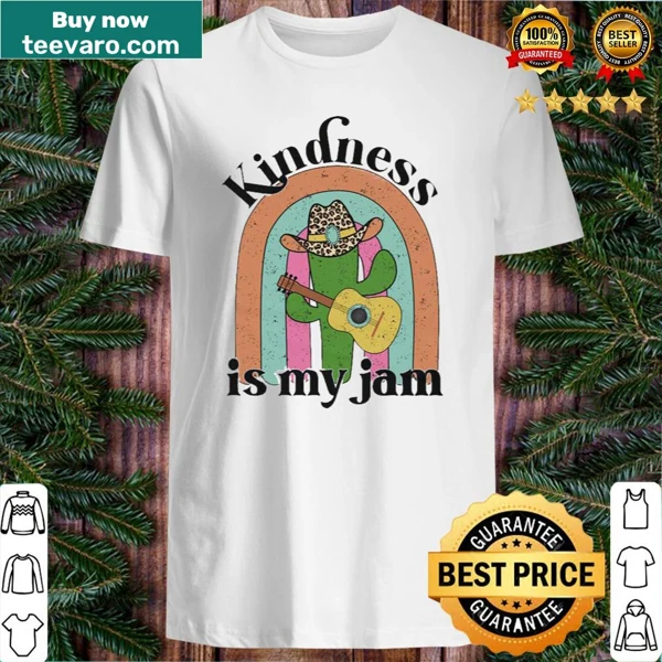 Guitar-themed shirt with the phrase Kindness Is My Jam