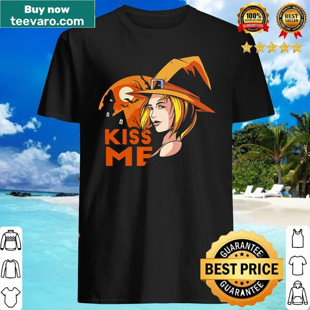 Playful cartoon shirt with the slogan Kiss Me for Halloween