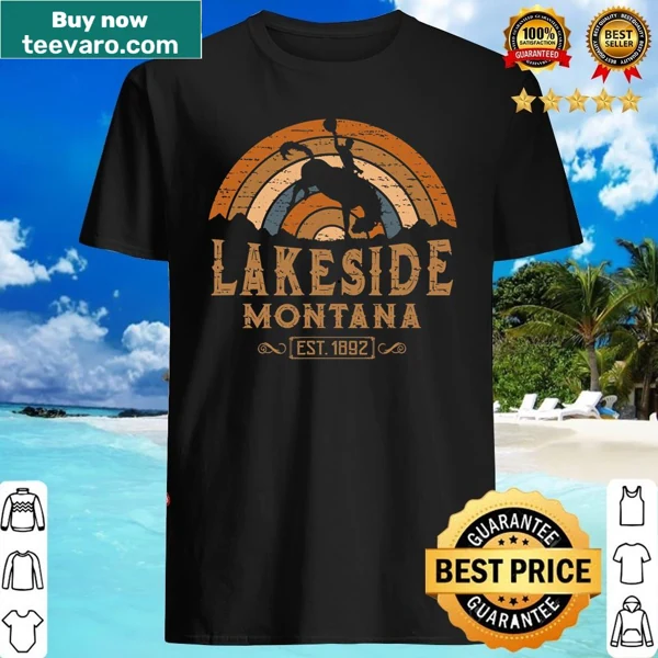 Vintage-style rodeo shirt celebrating Lakeside Montana.