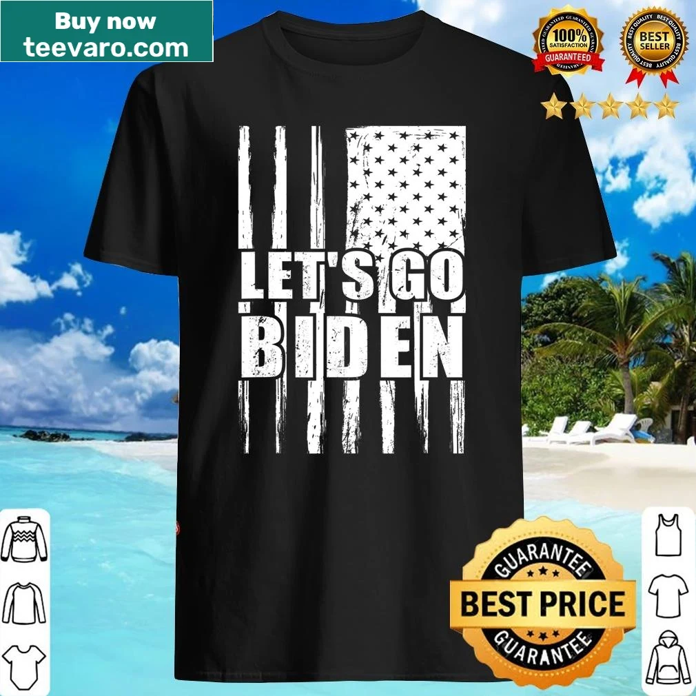 Vintage-style shirt featuring 'Let's Go Biden' with the American flag
