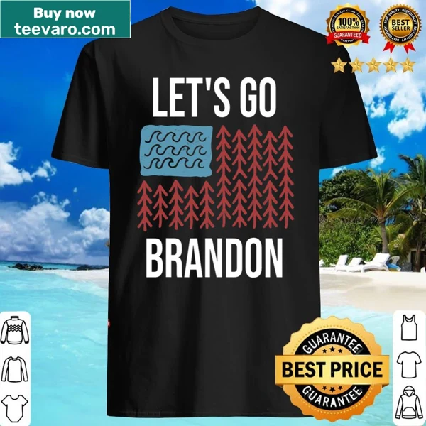 Badge-style shirt with political statement and US flag