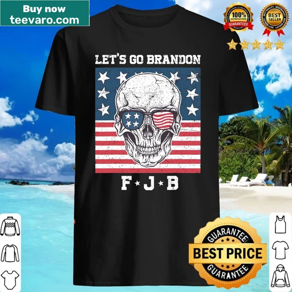 Skull graphic on American flag with Let's Go Brandon phrase