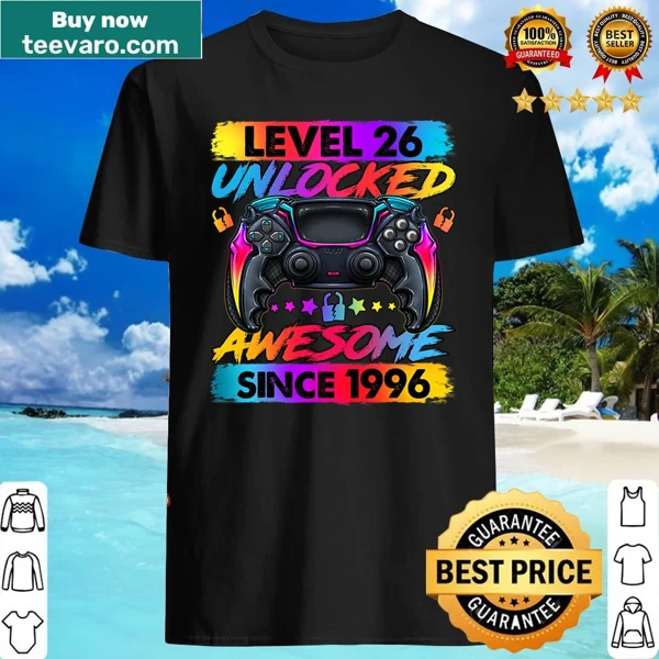 Gaming birthday shirt celebrating level 26 and being born in 1996