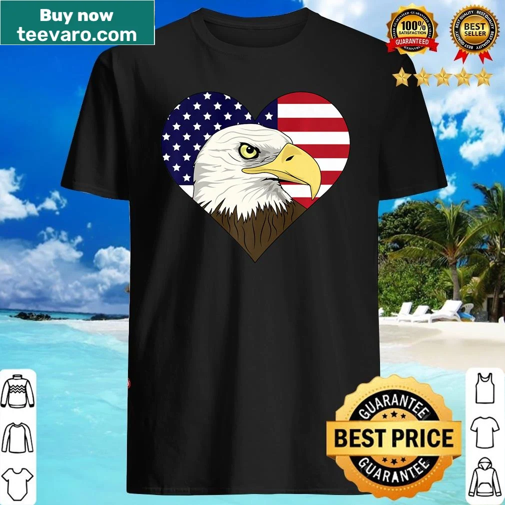 Shirt with American flag and bald eagle design