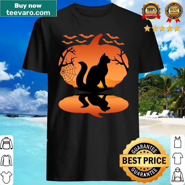 Halloween shirt with Maine Coon cat and pumpkin design