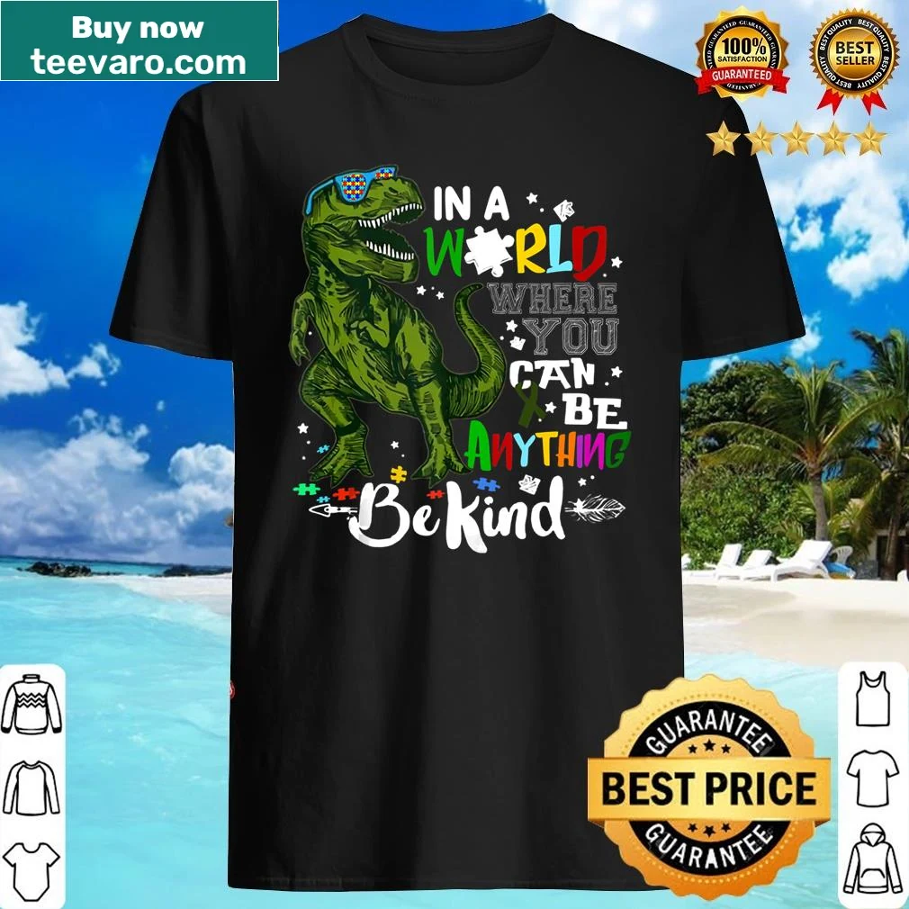 Playful dinosaur graphic for autism awareness on tank top