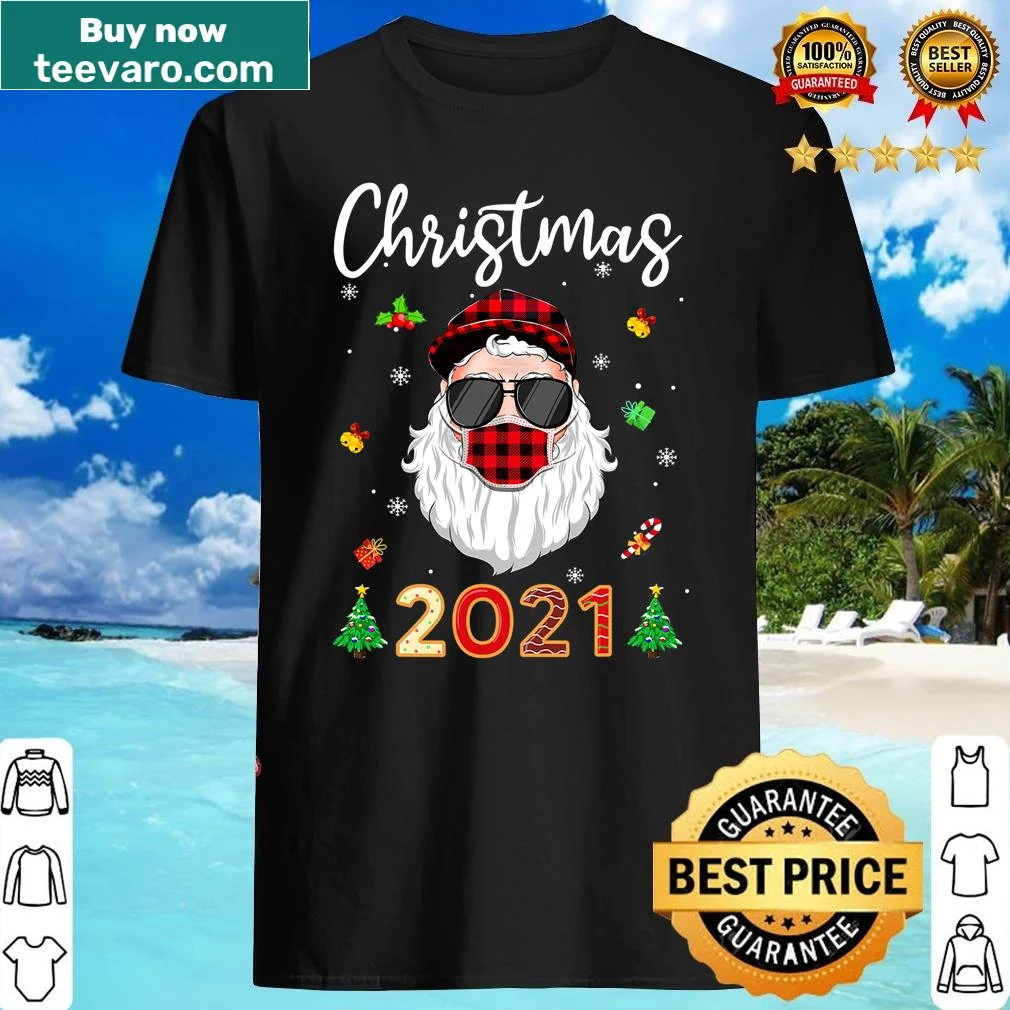 Matching family Christmas shirt with plaid Rudolph and Santa design