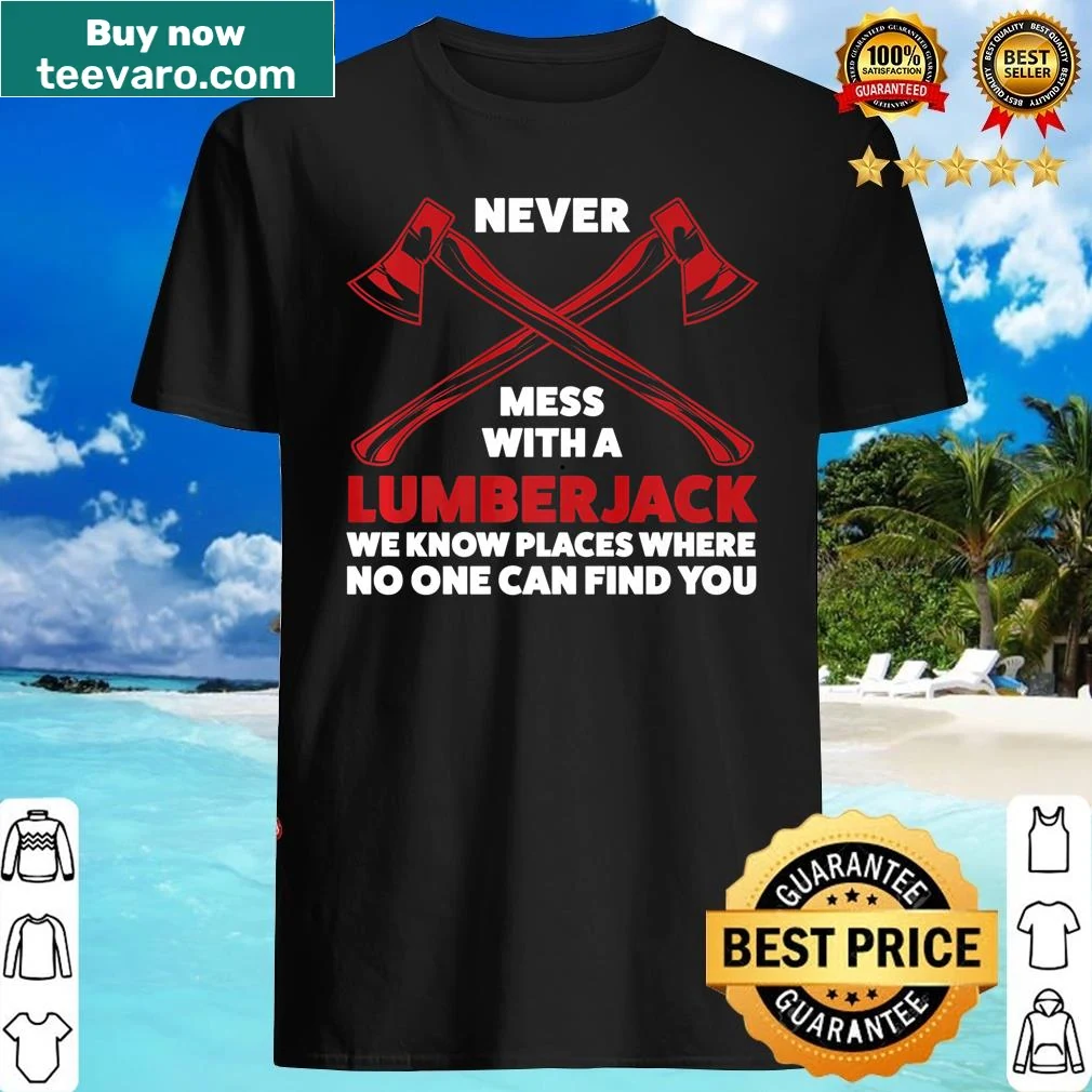Bold lumberjack shirt with edgy graphic text