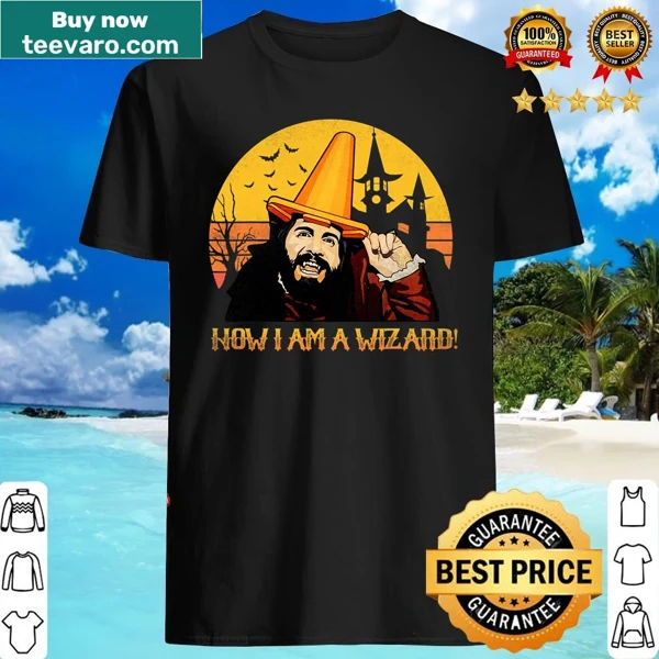 Vintage-style shirt featuring a wizard graphic from What We Do In The Shadows
