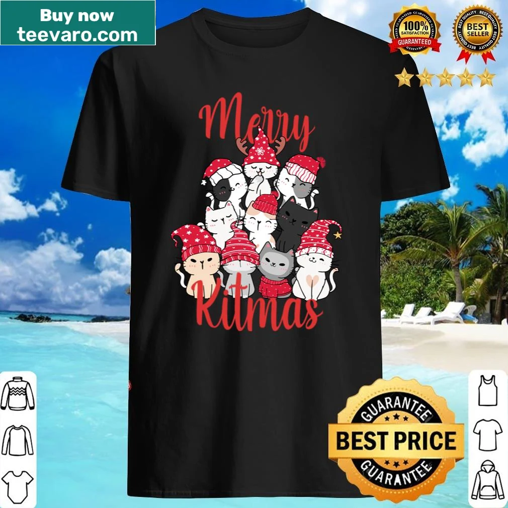 Kitty Cat Christmas long sleeve shirt with cute graphic