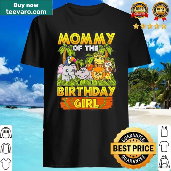 Illustrated shirt for moms of birthday girls with safari animals