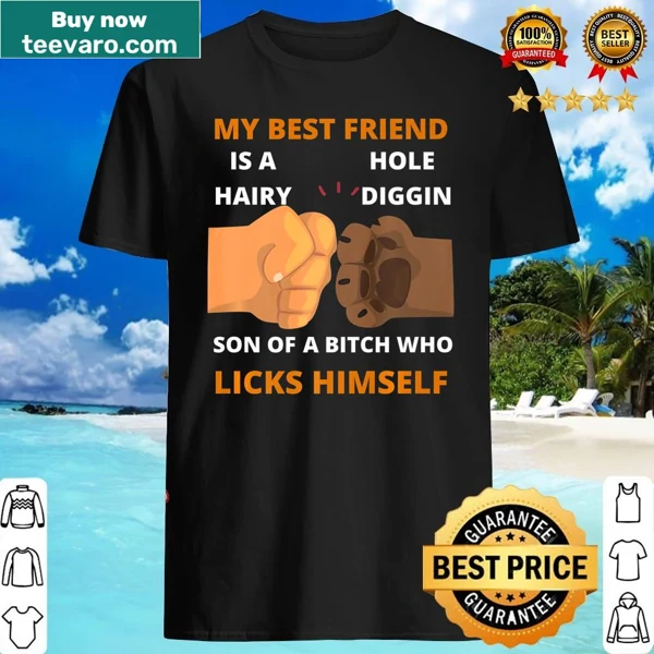 Premium shirt with dog graphic and humorous fist bump design